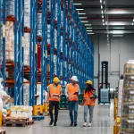 Equipo técnico de Modex360 realizando inspección en un almacén industrial para garantizar la seguridad y cumplimiento de la norma UNE-EN 15635